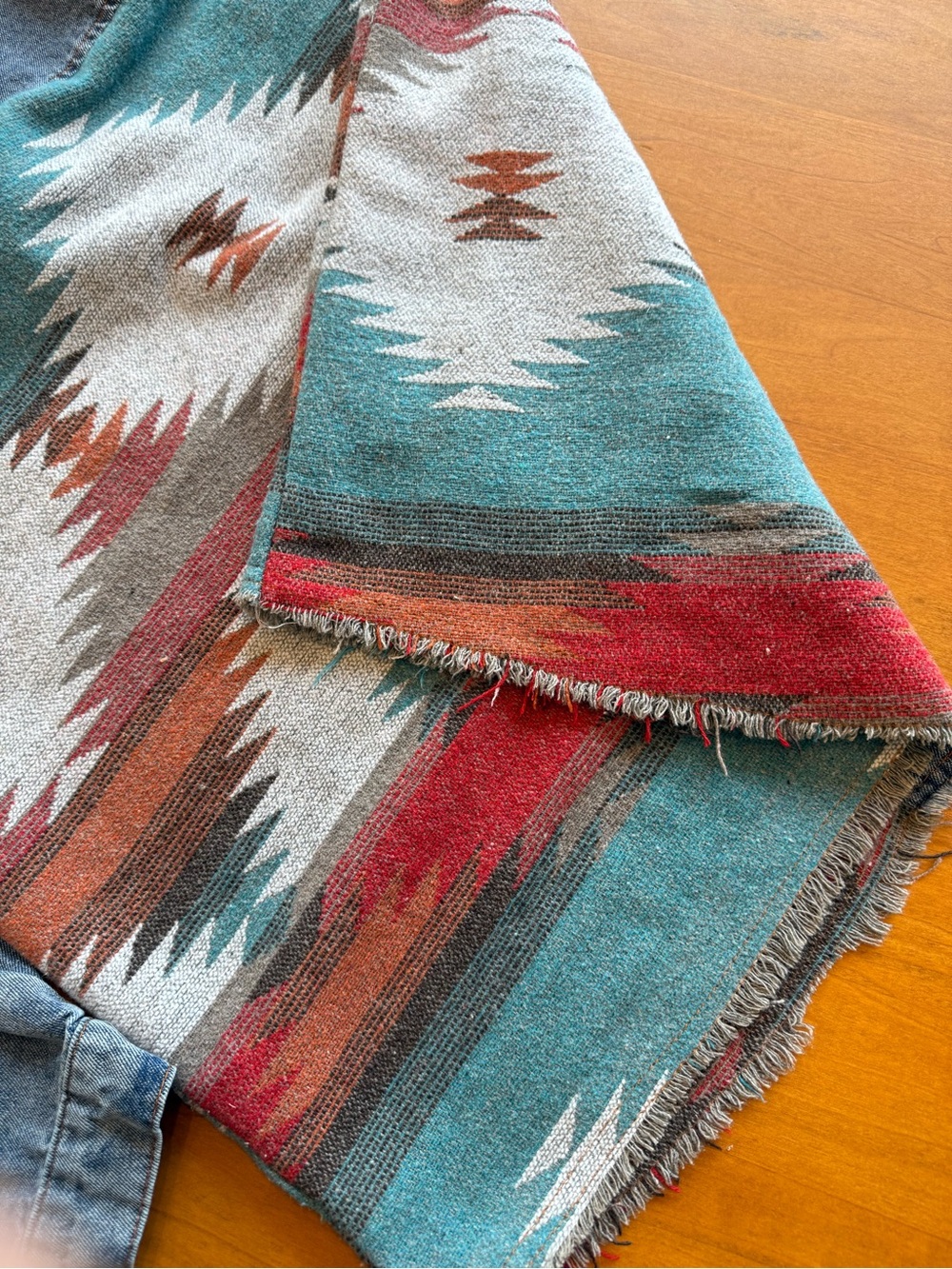Denim Jacket with Southwestern blanket inset - Picture 10 of 10